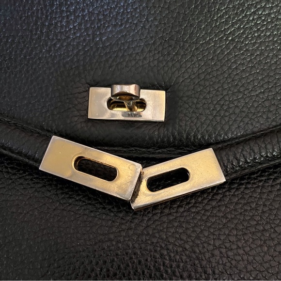 Vintage Top Handle Satchel Bag Black Pebbled Leather - Picture 6 of 9